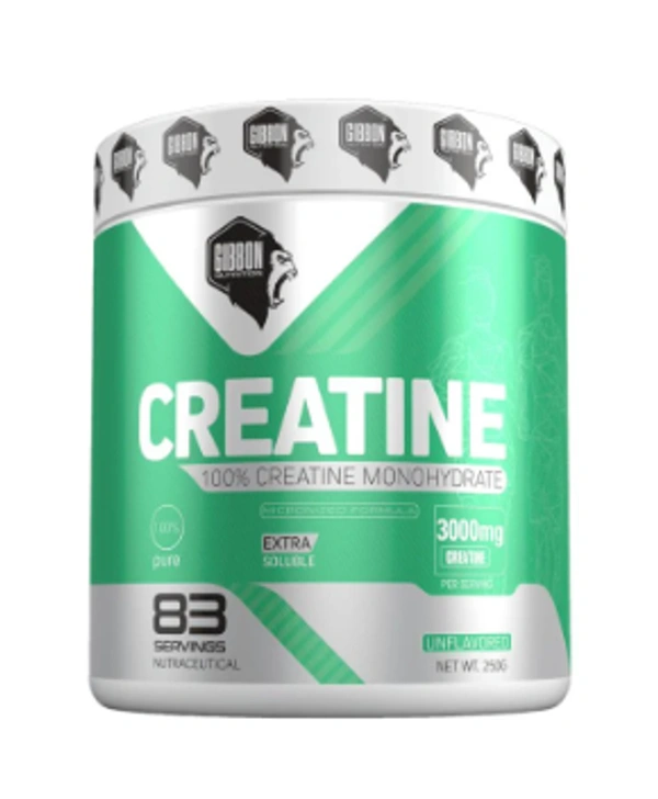 Gibbon Nutrition Creatine Powder - 249.48 gm (0.55 Lb), Unflavoured - 250 gm 83 Servings, Unflavored