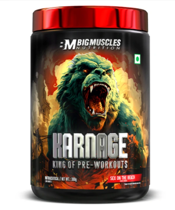 BIG MUSCLE NUTRITION KARNAGE - THE END OF PRE WORKOUT  - 300 GM (60 SERVINGS), SEX ON THE BEACH