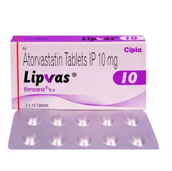 Lipvas 10 Tablet - 1 STRIP (10 Tablets), Atorvastatin (10mg)