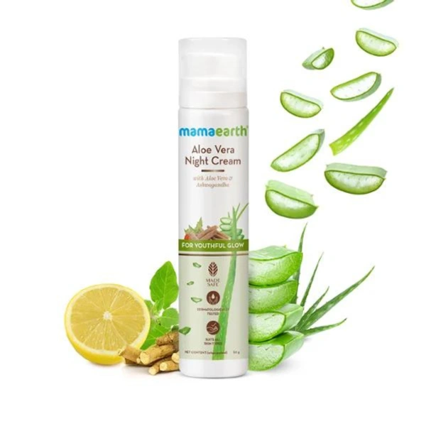 Mamaearth Aloe Vera Night Cream with Aloe Vera and Ashwagandha for a Youthful Glow (50gm)