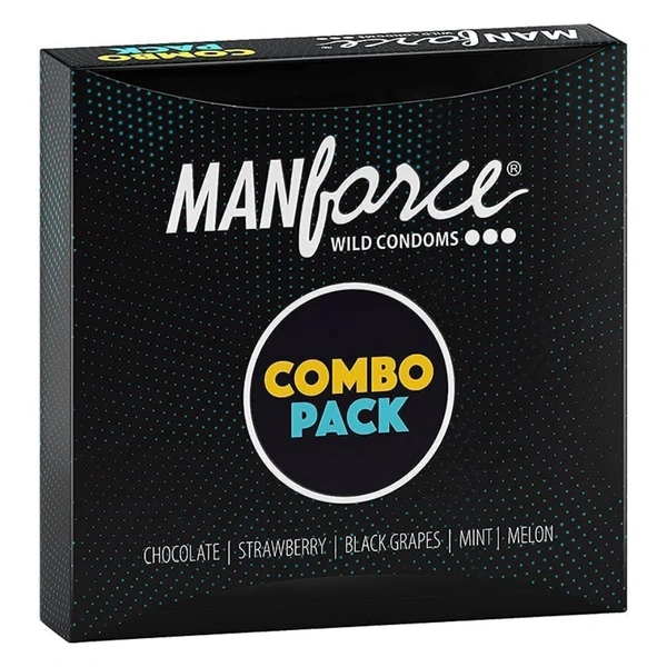 Mankind Pharma Manforce Wild Condoms Cpmbo Pack Of Chocolate Strawberry Black Grapes Mint And Melon (20pcs)