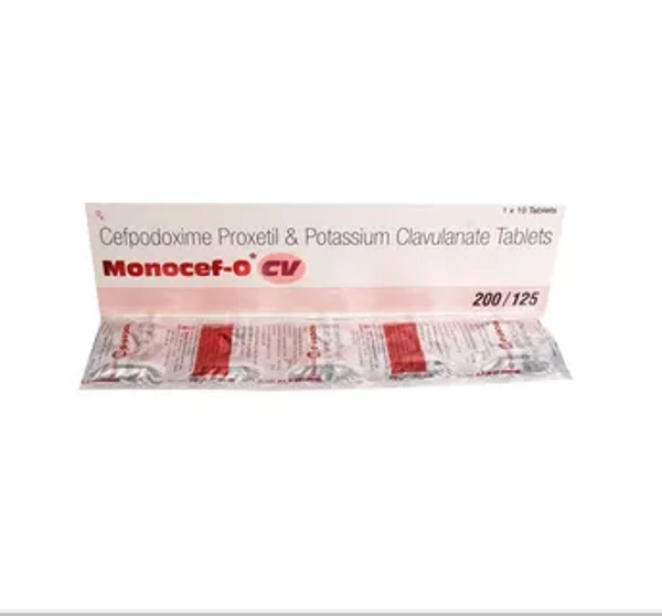 Monocef-O CV Tablet - 1 Strip ( 10 Tablets), Cefpodoxime (200mg) Potassium Clavulanate (125mg)