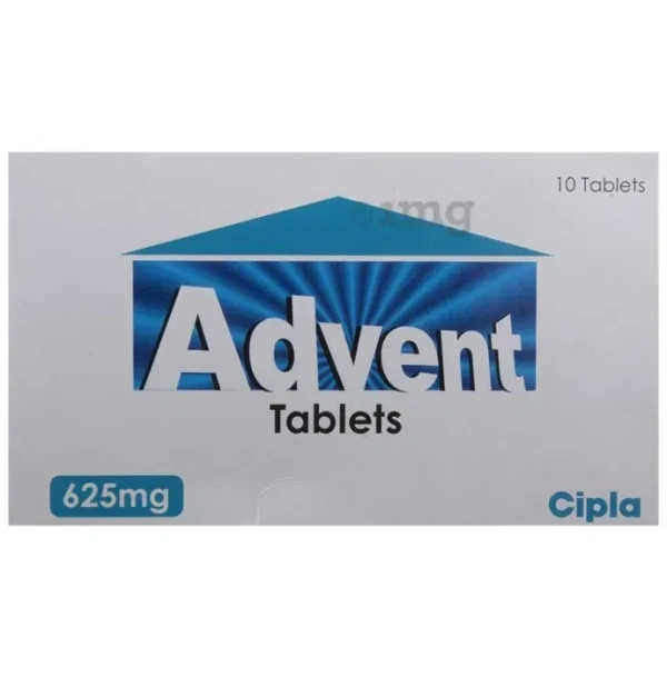 Advent 625 Tablet - 1 strip (10 tablets), SALT COMPOSITION Amoxycillin (500mg) + Clavulanic Acid (125mg)