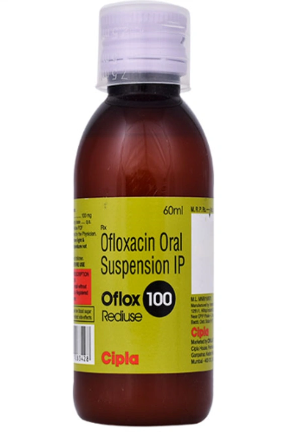 Oflox 100  Oral Suspension - 60ml, Ofloxacin (100mg/5ml)