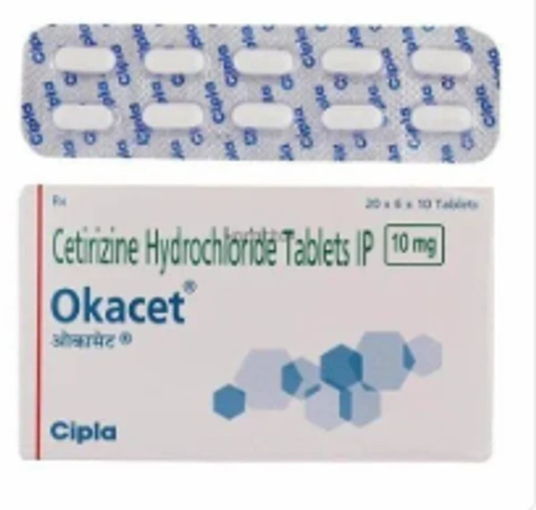  Okacet Tablet - 1 Strip (10 Tablets), Cetirizine (10mg)
