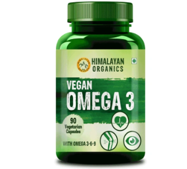 Himalayan Organics Omega 3 6 9 Vegan Natural Nutrition Supplement for Muscle, Bone , Heart & Skin - 90 Capsules - 