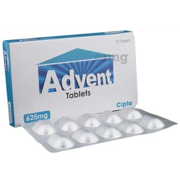 Advent 625 Tablet - 1 strip (10 tablets), SALT COMPOSITION Amoxycillin (500mg) + Clavulanic Acid (125mg)