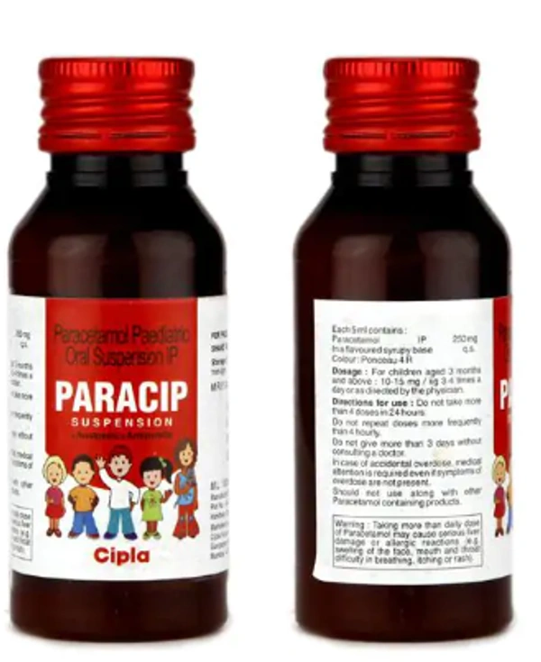 Paracip Suspension 60ml - 60ml, Paracetamol (250mg/5ml)