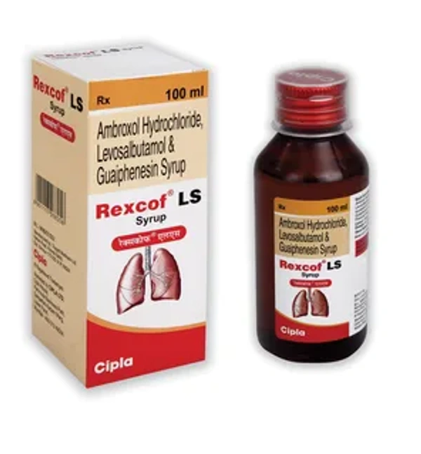 Rexcof LS Syrup - 100ml, Ambroxol (30mg) + Levosalbutamol (1mg) + Guaifenesin (50mg)
