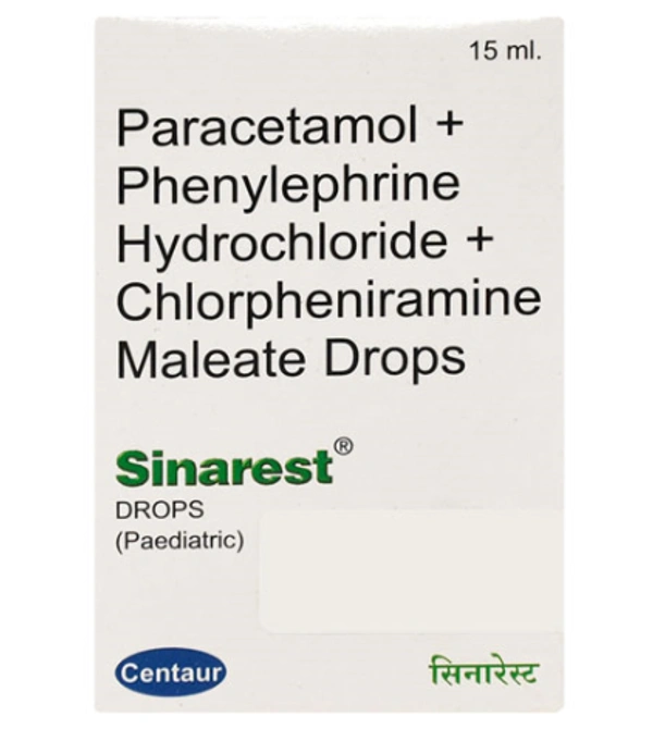 Sinarest Paediatric Drops - 15ml, Chlorpheniramine Maleate (1mg) + Paracetamol (125mg) + Phenylephrine (2.5mg)