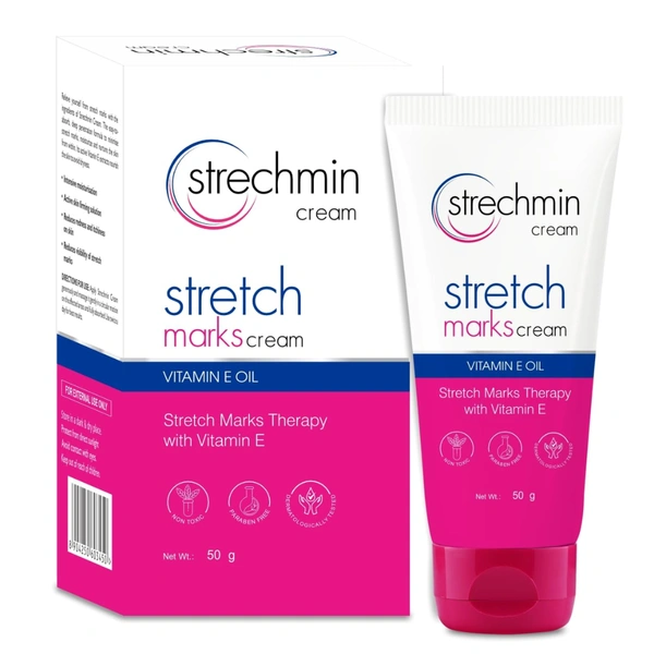 Leeford Strechmin Stretch Marks Cream With Vitamin E For Men & Women | Paraben Free Formulation - 50g