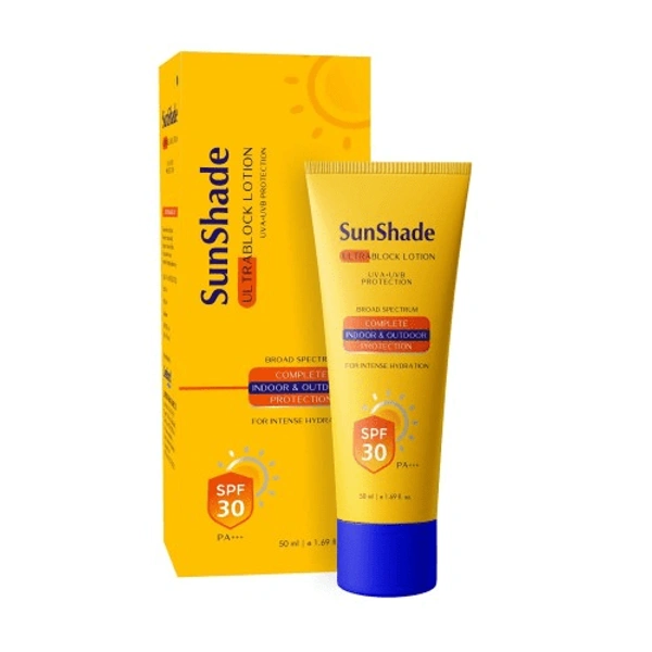 Sunshade Ultra Block Sunscreen Lotion SPF 30 PA+++| Broad Spectrum | UVA+UVB Protection | For All Skin Types - 50ml