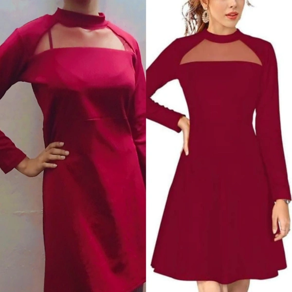 Exclusive Designer Stylish Full Sleeve Dress  - black, maroon, blue, red ,yellow , S, M, L, XL
