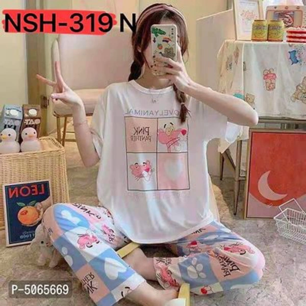 Stylist Printed Nightsuit For Women  - 8 colour  defrent design , XL, XXL, XXXL