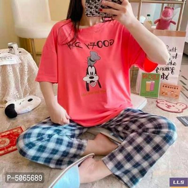 Stylist Printed Nightsuit For Women  - 8 colour  defrent design , XL, XXL, XXXL