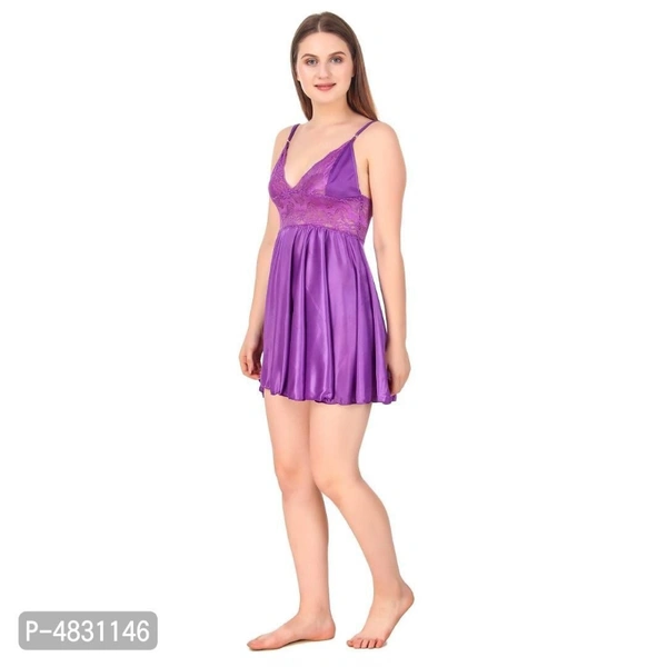 Women's Stylish Satin Babydoll - purple , free size 