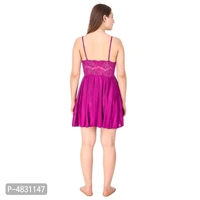 Women's Stylish Satin Babydoll - magenta, free size 
