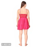 Women's Stylish Satin Babydoll - pink, free size 