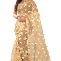 Fantastic Net Embroidered Satin Border Sarees - same colour with pic , 6.30 mtr