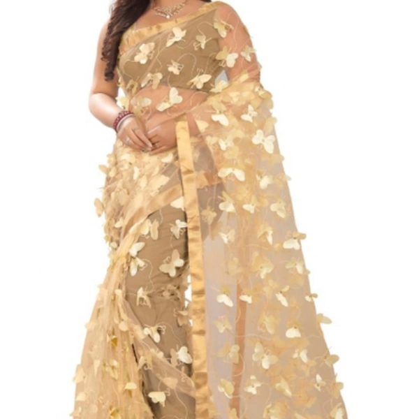 Fantastic Net Embroidered Satin Border Sarees - same colour with pic , 6.30 mtr