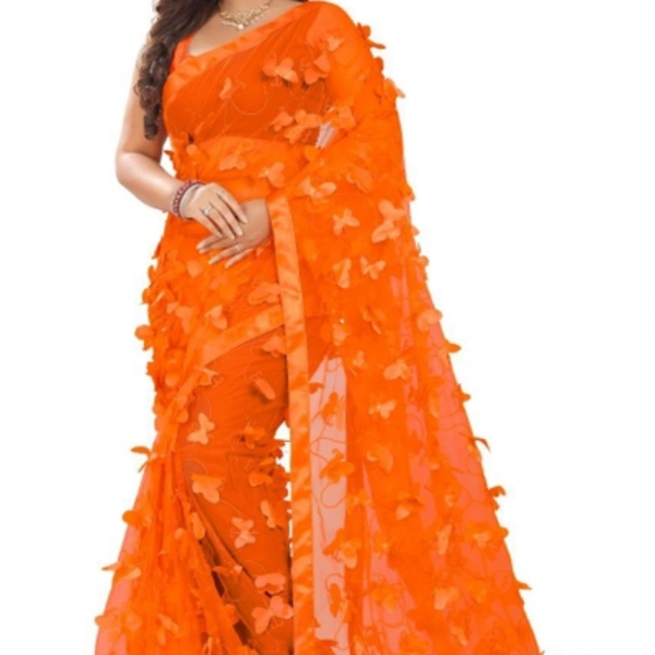 Fantastic Net Embroidered Satin Border Sarees - same colour with pic , 6.30 mtr