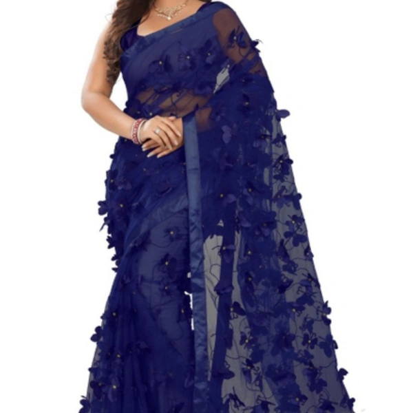 Fantastic Net Embroidered Satin Border Sarees - same colour with pic , 6.30 mtr