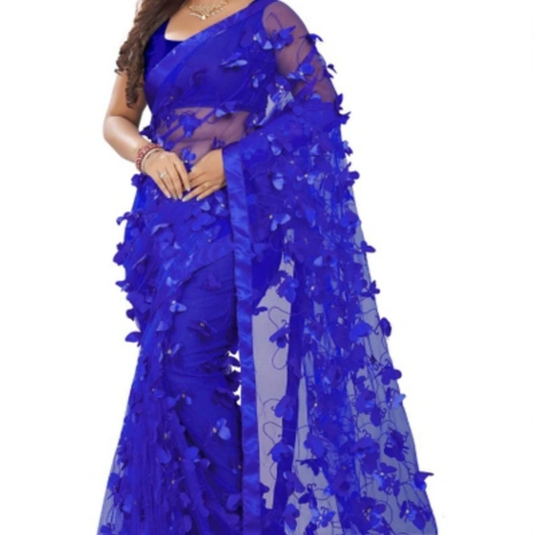 Fantastic Net Embroidered Satin Border Sarees - same colour with pic , 6.30 mtr