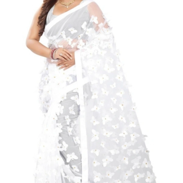 Fantastic Net Embroidered Satin Border Sarees - same colour with pic , 6.30 mtr