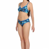  Blue Cotton Spandex Bra & Panty Set For Women's