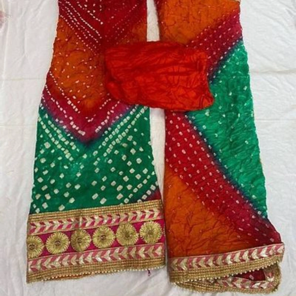 Attractive Art Silk Bandhani Gota Patti Dress Material With Dupatta