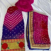 Attractive Art Silk Bandhani Gota Patti Dress Material With Dupatta