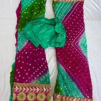 Attractive Art Silk Bandhani Gota Patti Dress Material With Dupatta