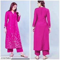 *Catalog Name:* Precious Printed Rayon Kurti Palazzo Sets
