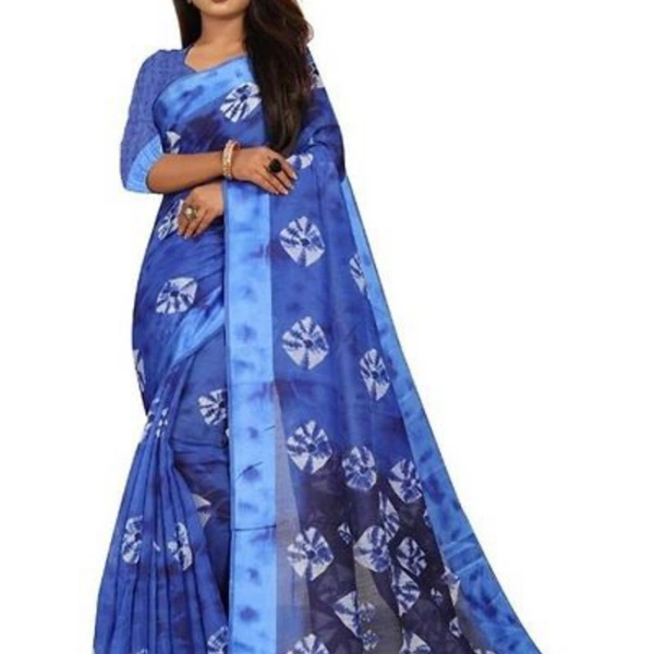 Stylist Linen Bandhej Printed Sarees With Blouse Piece