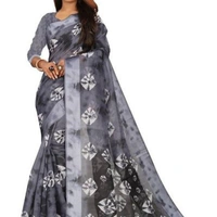Stylist Linen Bandhej Printed Sarees With Blouse Piece