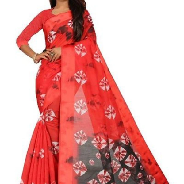 Stylist Linen Bandhej Printed Sarees With Blouse Piece