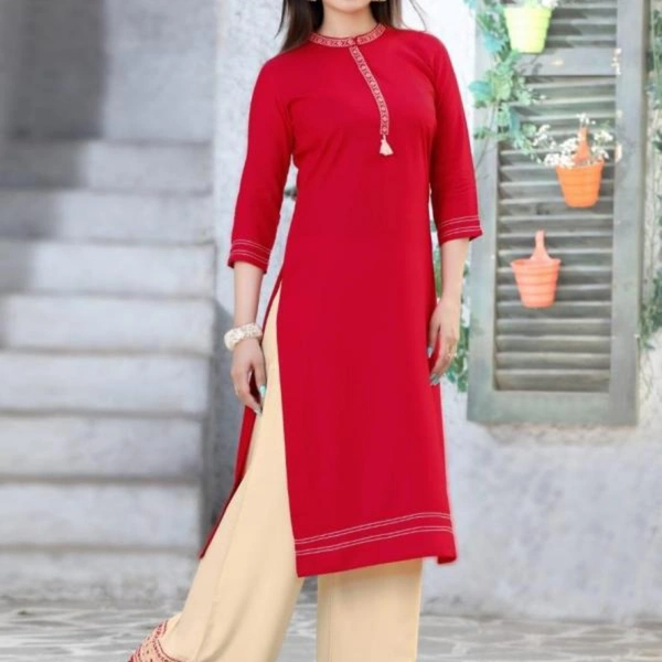Catalog Name:* Elegant Rayon Solid Straight Knee Length Palazzo Sets