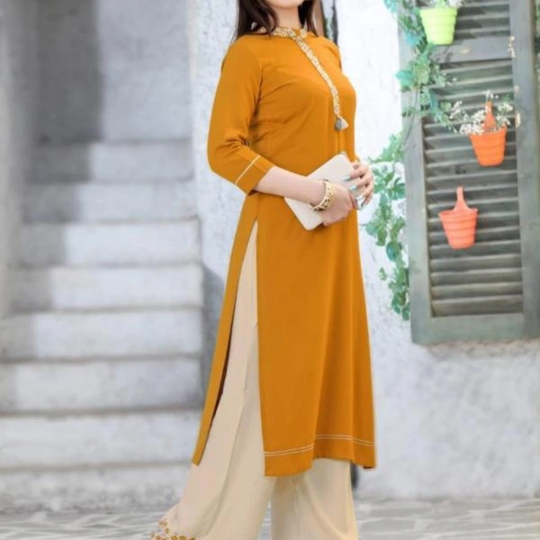 Catalog Name:* Elegant Rayon Solid Straight Knee Length Palazzo Sets