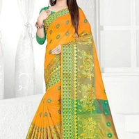 Cotton Blend Jacquard Sarees with Blouse Piece