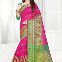 Cotton Blend Jacquard Sarees with Blouse Piece
