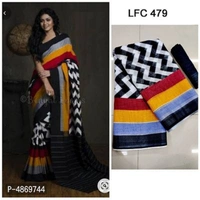 Ikkat Print Soft Cotton Mulmul Sarees