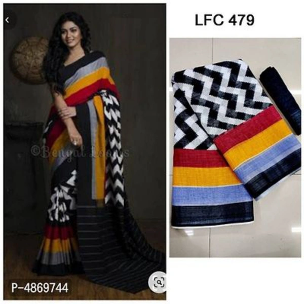 Ikkat Print Soft Cotton Mulmul Sarees