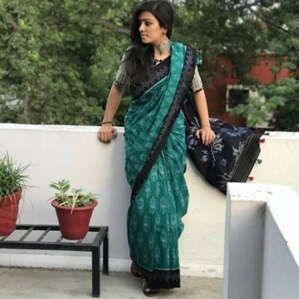 Ikkat Print Soft Cotton Mulmul Sarees