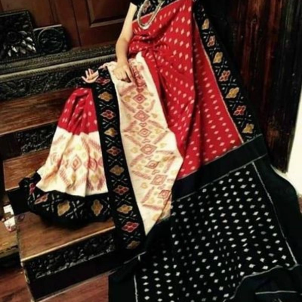 Ikkat Print Soft Cotton Mulmul Sarees