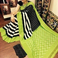 Ikkat Print Soft Cotton Mulmul Sarees