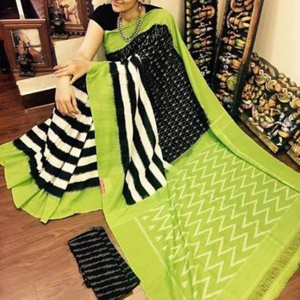 Ikkat Print Soft Cotton Mulmul Sarees