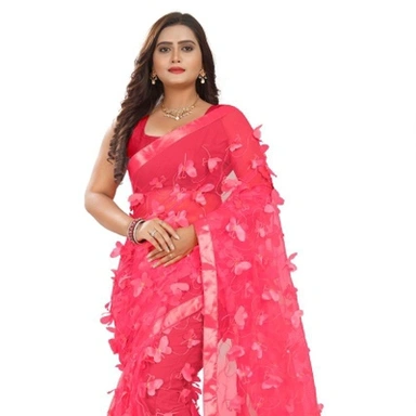 Embroidered Satin Border Sarees