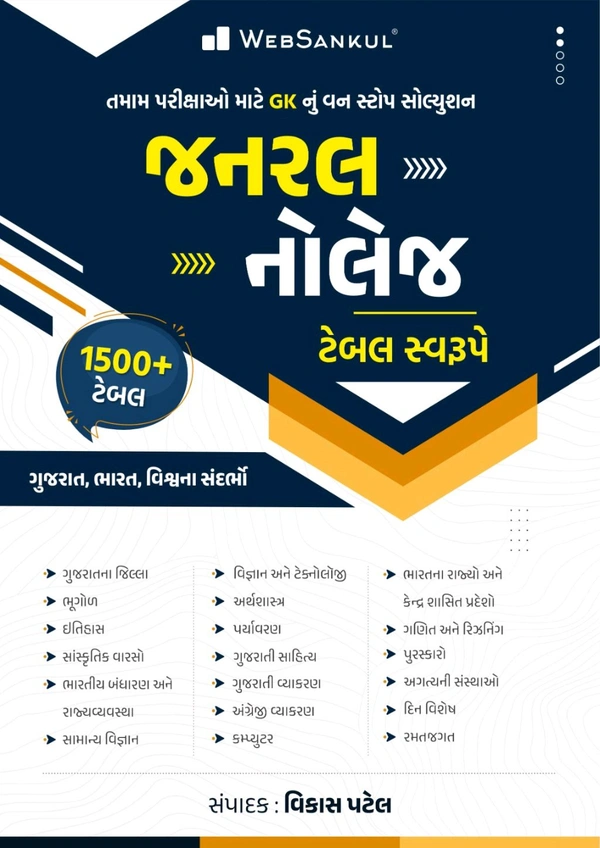 વેબસંકુલ જનરલ નોલેજ 2025 ટેબલ સ્વરૂપે  આજના દિવસ માટે ખાસ ઓફર 40% Off 