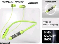 OM NAMAH SHIVAY ENTERPRISES  Transparent Voice Changer - 48H Playtime Bluetooth Headphone Neckband Earphone Bluetooth Headset (Green, Advance Audio Features, HDVoice, Prefect Fit Premium Neck Band, In the Ear)
