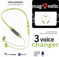 OM NAMAH SHIVAY ENTERPRISES  Transparent Voice Changer - 48H Playtime Bluetooth Headphone Neckband Earphone Bluetooth Headset (Green, Advance Audio Features, HDVoice, Prefect Fit Premium Neck Band, In the Ear)